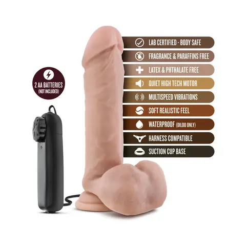 Loverboy The Goalie Remote-Controlled 8 in. Vibrating Dildo with Balls Beige
