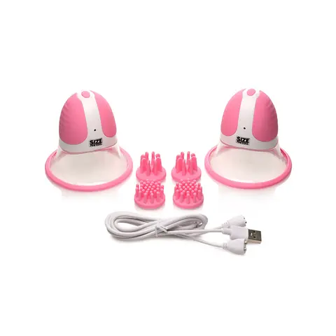 Size Matters 10X Rotating Silicone Nipple Suckers with 4 Attachments in Pink