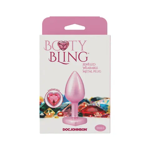 Booty Bling Heart Diamond Jeweled Metal Plug Pink Small