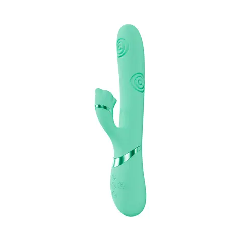 VIVE Fiore Rechargeable G-Spot Air Wave and Tapping Flared Clit Stimulator in Green
