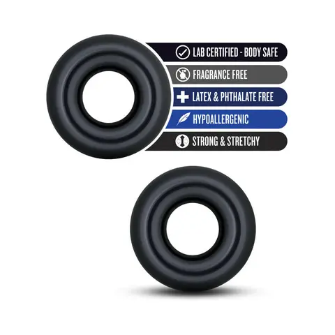 Stay Hard Donut Rings Oversized Cockring 2-Pack in Black