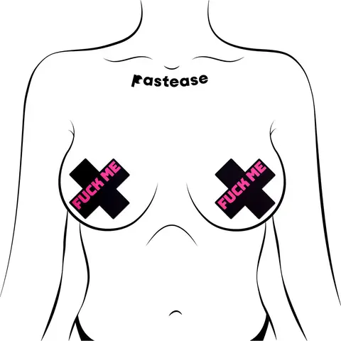 Pastease Fuck Me Crosses Pasties Black/Pink