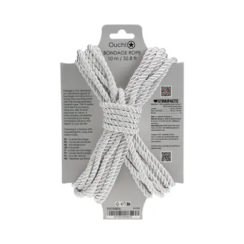 Ouch! Bondage Rope 10 m Nylon in Silver