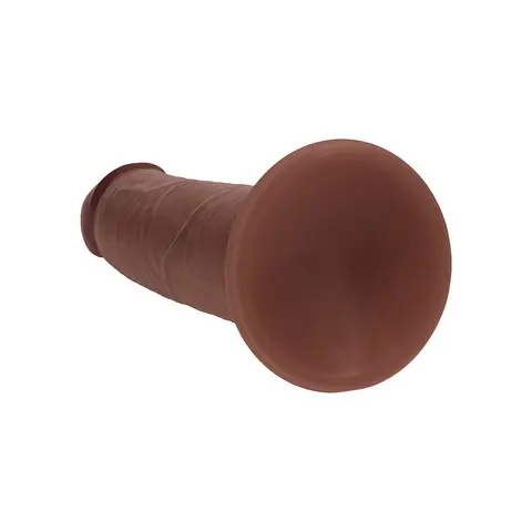 Realrock Sliding Skin Dual Density Silicone Dildo 8 in. in Brown