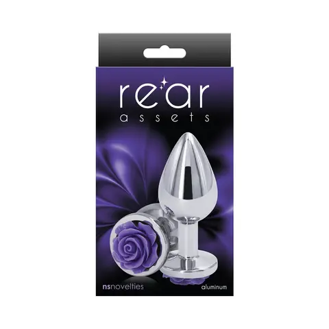 Rear Assets Rose Anal Plug Medium in Purple
