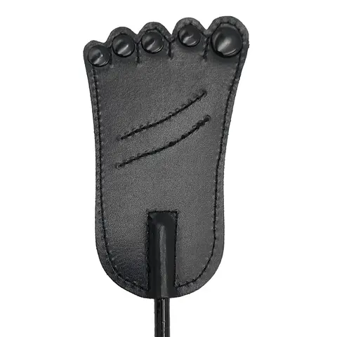 Rouge Leather Foot Riding Crop in Black