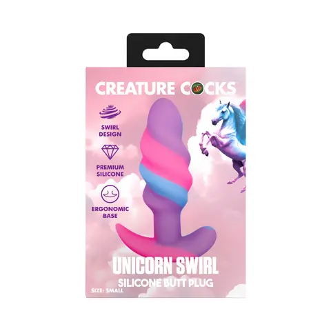 Creature Cocks Unicorn Swirl Silicone Butt Plug Small