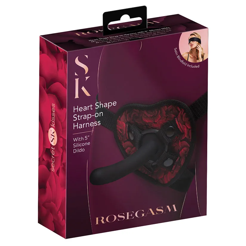 Secret Kisses Rosegasm Heart Shape Strap-On Harness with 5 in. Dildo
