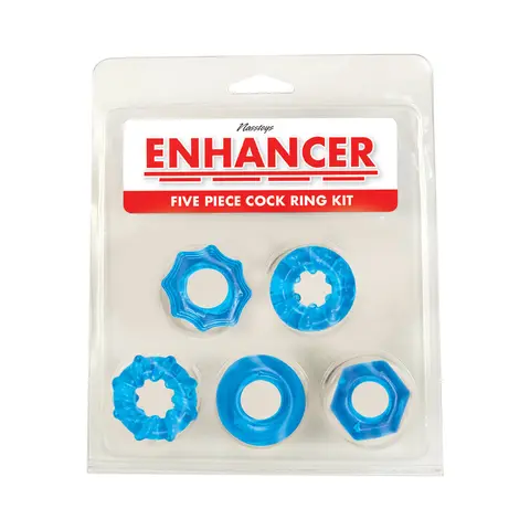Enhancer Five Piece Cock Ring Set in Blue