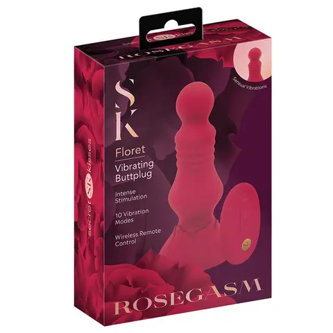 Secret Kisses Rosegasm Floret Remote Control Vibrating Butt Plug