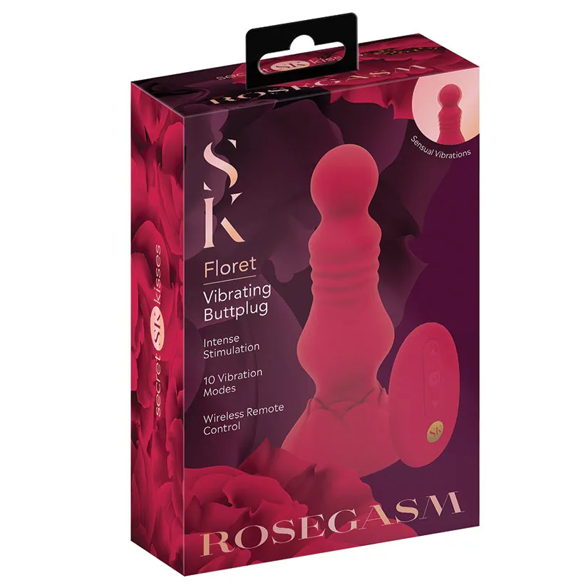 Secret Kisses Rosegasm Floret Remote Control Vibrating Butt Plug
