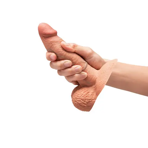 b-Vibe Slipskin Realistic Silicone Dildo 6 in. Girthy in Mocha