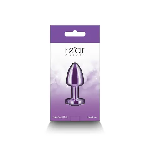 Rear Assets Petite Metal Anal Plug in Purple