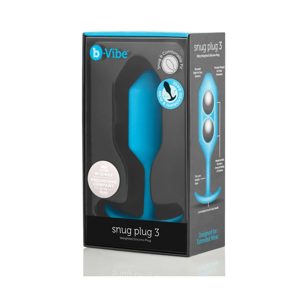b-Vibe Snug Plug 3 Weighted Silicone Anal Plug in Teal