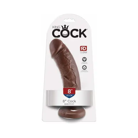 King Cock 8 in. Cock Realistic Dildo With Suction Cup in Brown