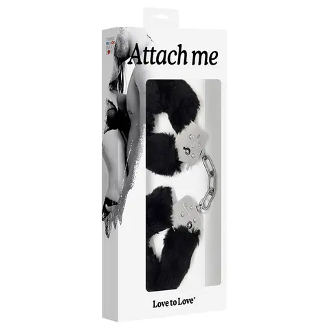 Love To Love Attach Me Faux Fur Handcuffs in Black