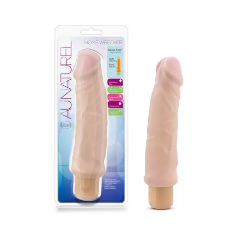 Au Naturel Home Wrecker 9.5 in. Dual Density Vibrating Dildo in Beige