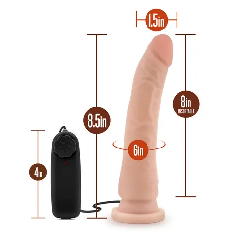 Dr. Skin 8.5 in. Vibrating Realistic Cock with Suction Cup in Beige