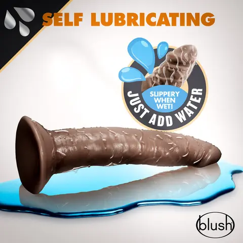 Dr. Skin Glide Realistic 7.5 in. Self-Lubricating Dildo in Brown