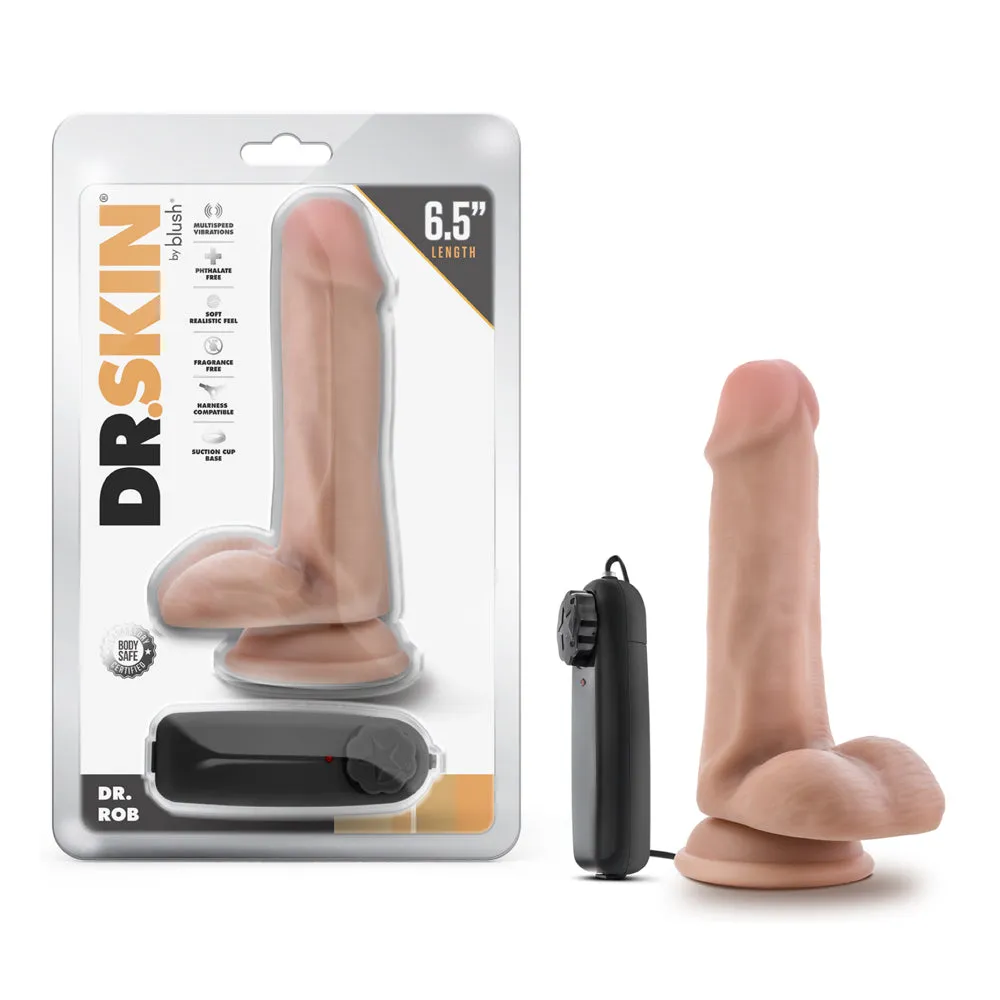 Dr. Skin Dr. Rob 6.5 in. Vibrating Dildo with Balls Beige