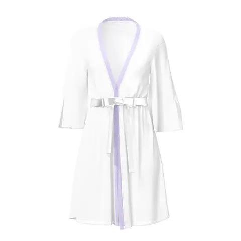 Magic Silk Sheer Passion Flutter Sleeve Robe White/Lavender S/M