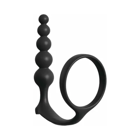 Anal Fantasy Collection Silicone Ass-Gasm Cockring Anal Beads Black