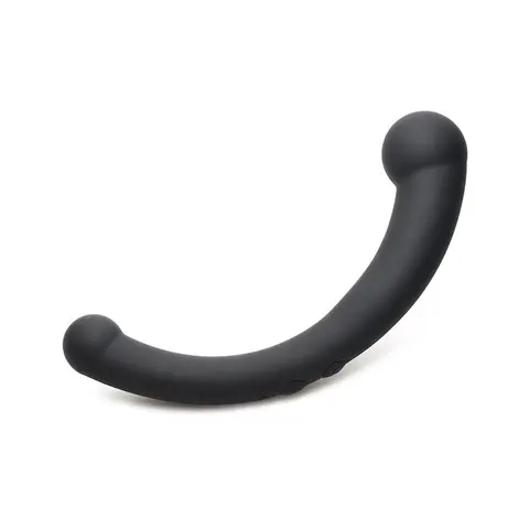 Master Series 10X Vibra-Crescent Vibrating Silicone Dual Ended Dildo Black