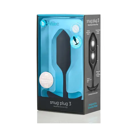 b-Vibe Snug Plug 3 Weighted Silicone Anal Plug in Black