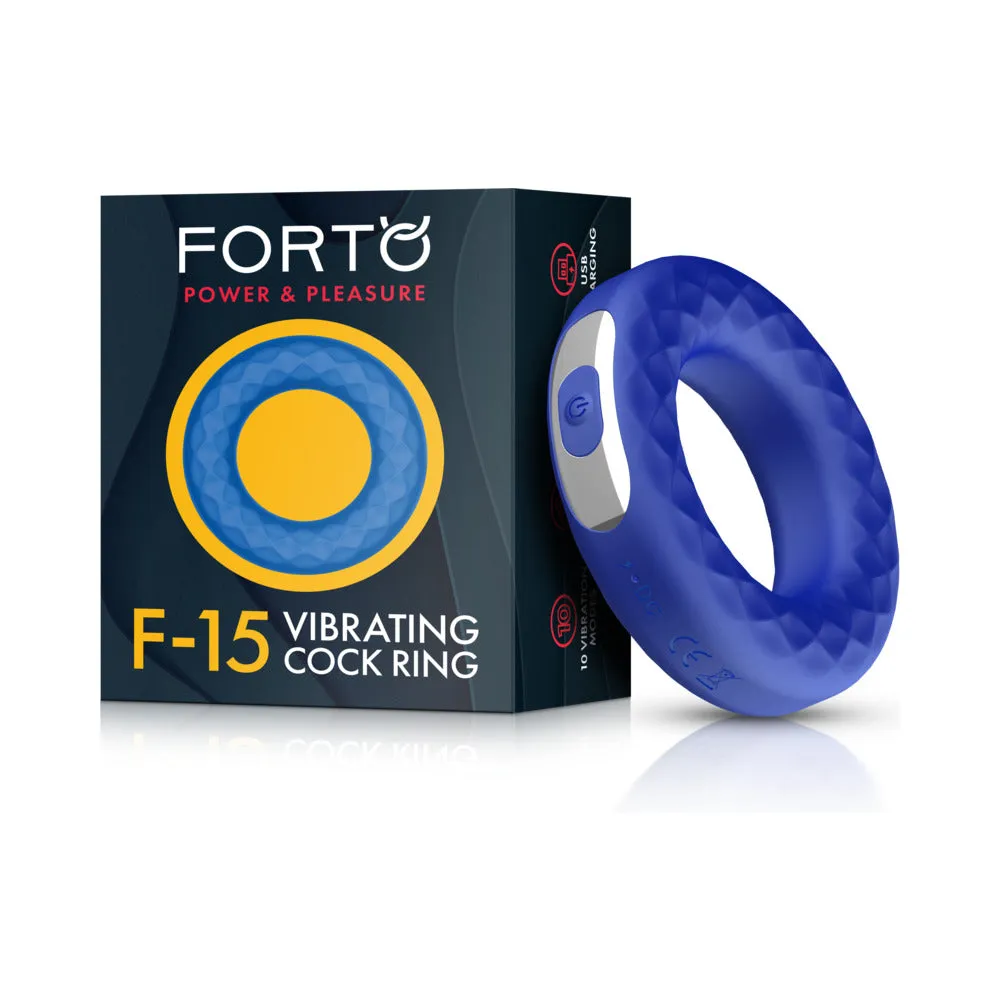 Forto F-15 Rechargeable Silicone Vibrating Cockring Blue