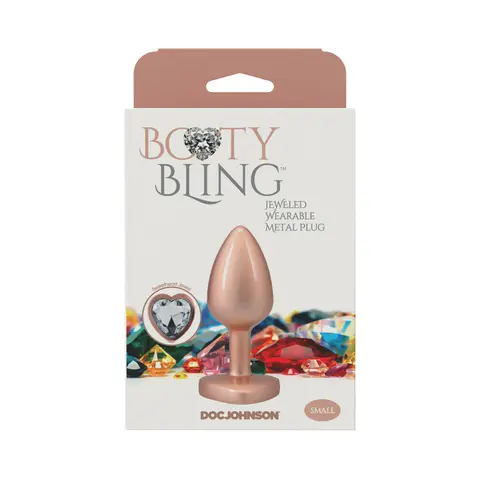 Booty Bling Heart Diamond Jeweled Metal Plug Gold Small