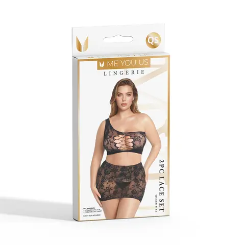 Me You Us Lace 2-Piece Set Black Queen Size