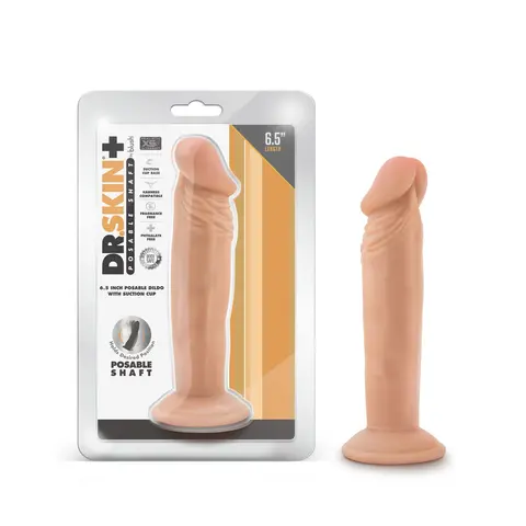 Dr. Skin Plus Realistic 6 in. Triple Density Posable Dildo Beige