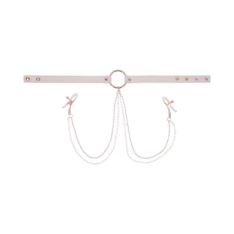 Sportsheets Sex & Mischief Peaches 'n CreaMe Collar with Nipple Clamps