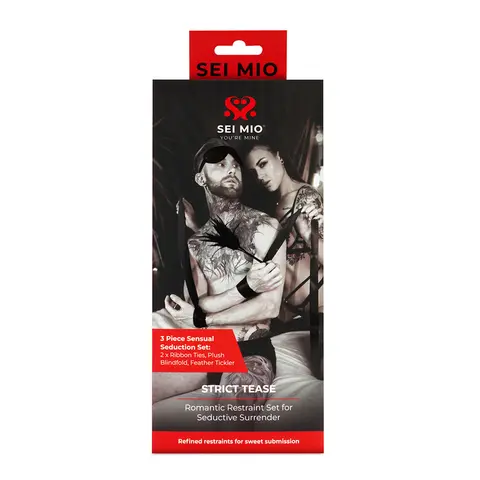 SEI MIO Strict Tease Ribbon Ties, Blindfold and Tickler Kit