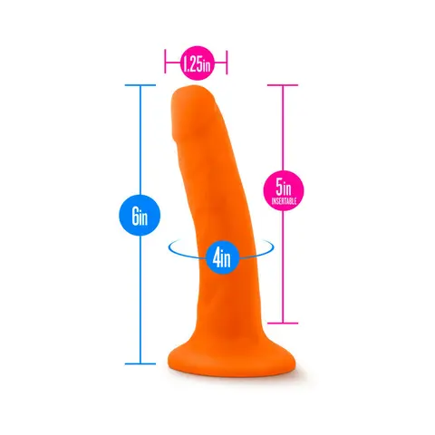 Neo 6 in. Dual Density Dildo Neon in Orange