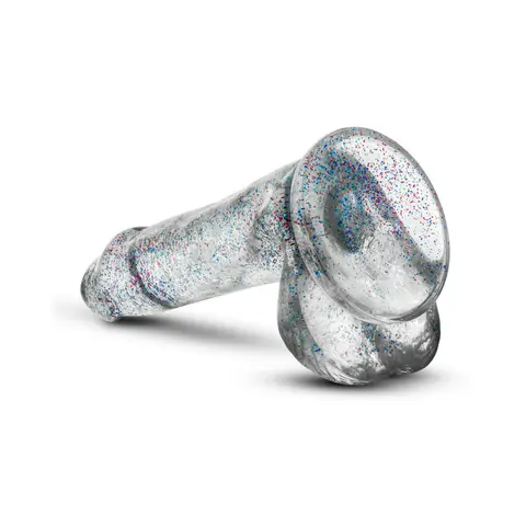 Naturally Yours 6 in. Glitter Cock Realistic Dildo with Balls Sparkling Clear