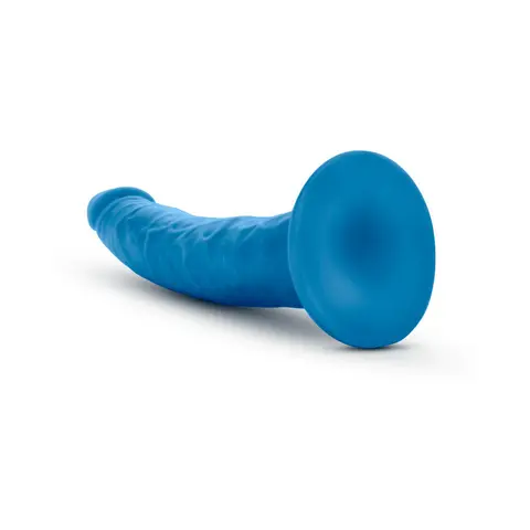 Neo Elite 7.5 in. Silicone Dual Density Dildo Neon in Blue