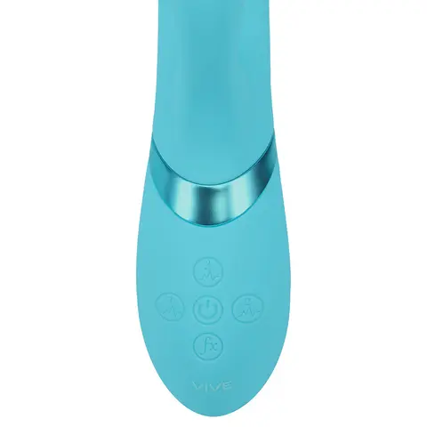 VIVE Fiore Rechargeable G-Spot Air Wave and Tapping Flared Clit Stimulator in Blue