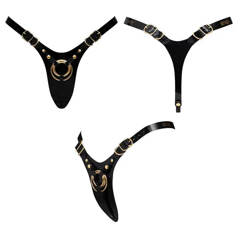 Strap-On-Me Leatherette Harness Fabulous One Size Black Glossy