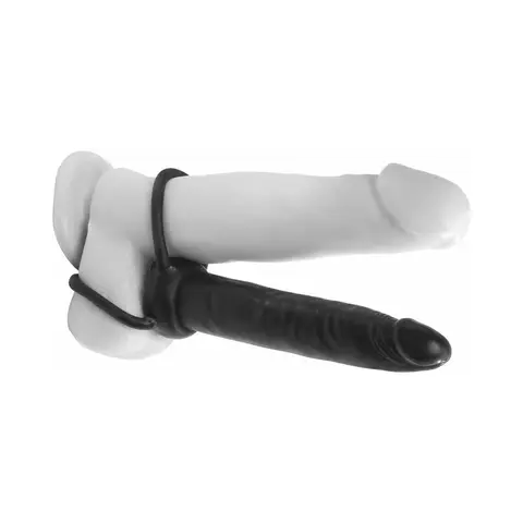 Anal Fantasy Collection Double Trouble 6 in. Dual-Entry Strap-On Dildo Black