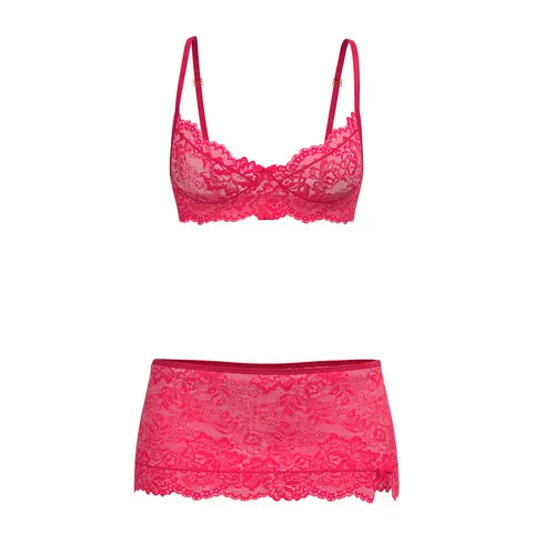 Magic Silk Get It Girl Bra, Skirt & Thong Set Diva Pink L/XL