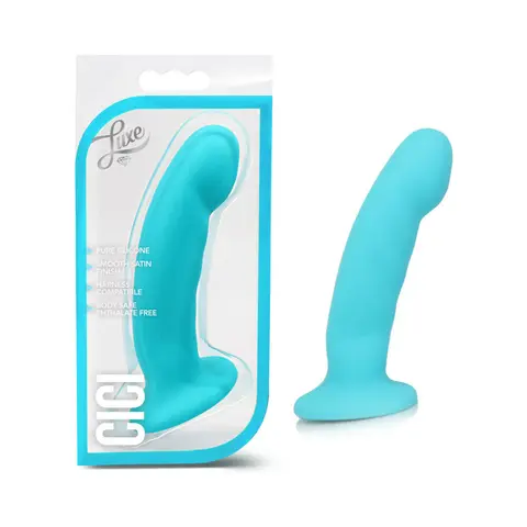 Luxe Cici 6.5 in. Curved Silicone Dildo in Blue