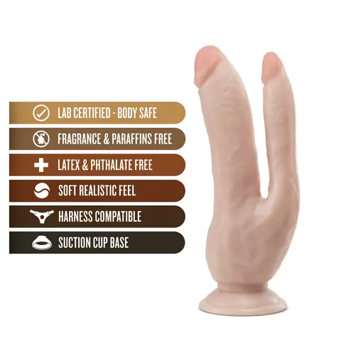 Dr. Skin DP Cock Realistic 8 in. Dual Entry Dildo Beige