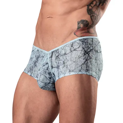 Male Power Marble Mesh Micro Mini Short Silver Blue S