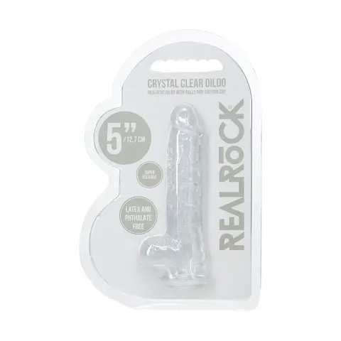 RealRock Realistic 5 in. Dildo with Balls in Clear