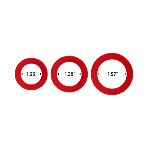 Forto F-61 3-Piece Silicone Cockring Set in Red