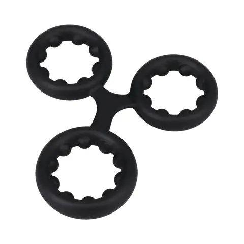 ROCK SOLID Silicone Triple Stamina Ring with Metal Beads Black