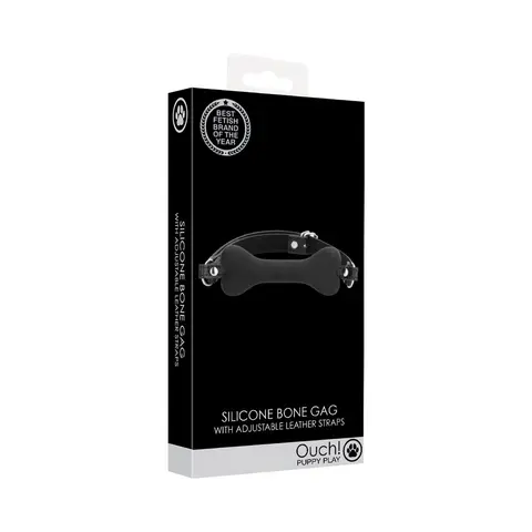 Ouch! Puppy Play Silicone Bone Gag in Black