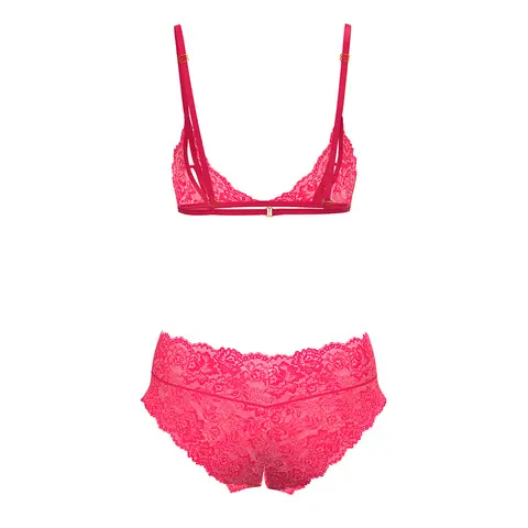 Magic Silk Get It Girl Peek-a-Boo Bralette & Split Crotch Boy Short Diva Pink Queen Size