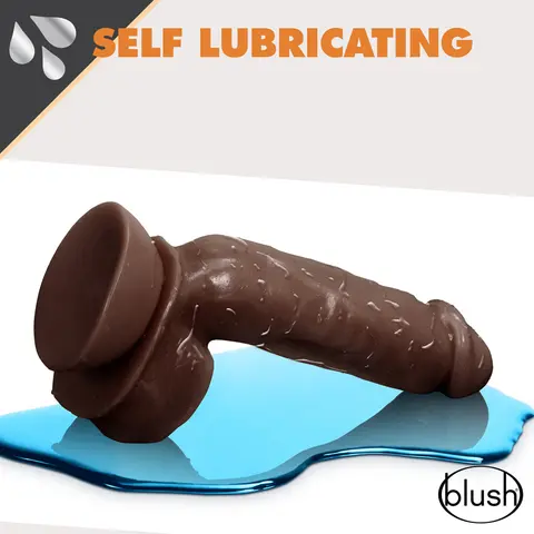 Dr. Skin Glide Realistic 8.5 in. Self-Lubricating Dildo with Balls in Brown